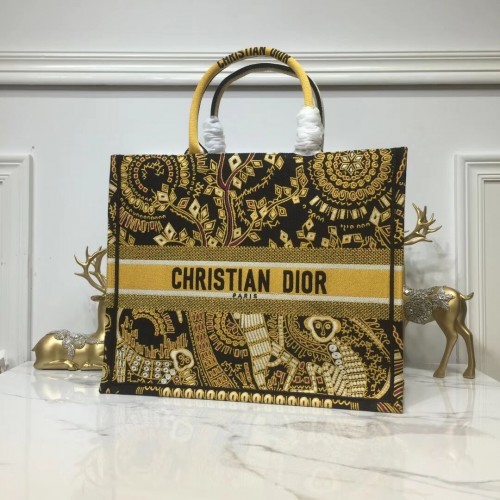 BORSA TOTE DIOR BOOK IN TELA RICAMATA C1286 Oro