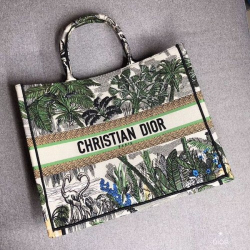 BORSA TOTE DIOR BOOK IN TELA RICAMATA C1286 Verde