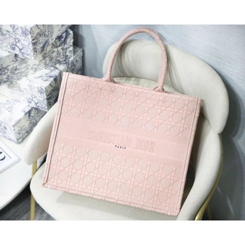 BORSA TOTE DIOR BOOK IN TELA RICAMATA C1286 Rosa