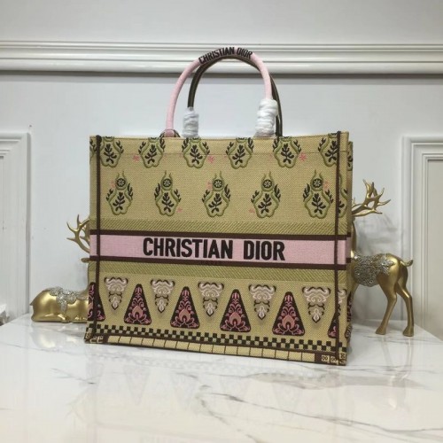 BORSA TOTE DIOR BOOK IN TELA RICAMATA C1286 Rosa
