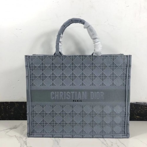 BORSA TOTE DIOR BOOK IN TELA RICAMATA C1286 grigio blu