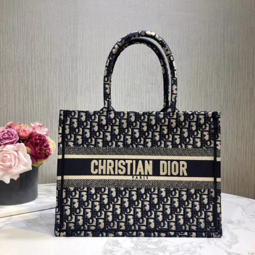 BORSA TOTE DIOR BOOK IN TELA RICAMATA C1286-1 Navy