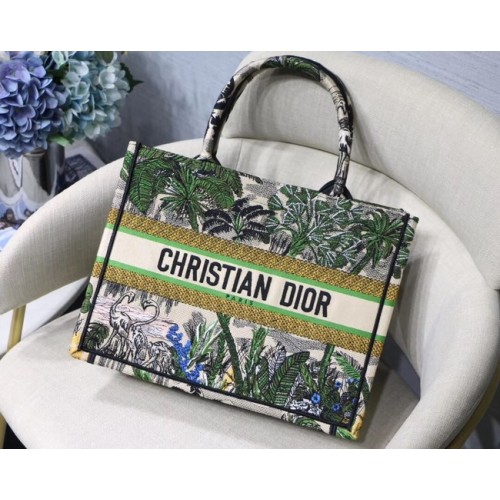 BORSA TOTE DIOR BOOK IN TELA RICAMATA C1287 verde