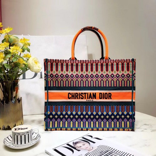 BORSA TOTE DIOR BOOK IN TELA RICAMATA MULTICOLORE M1286