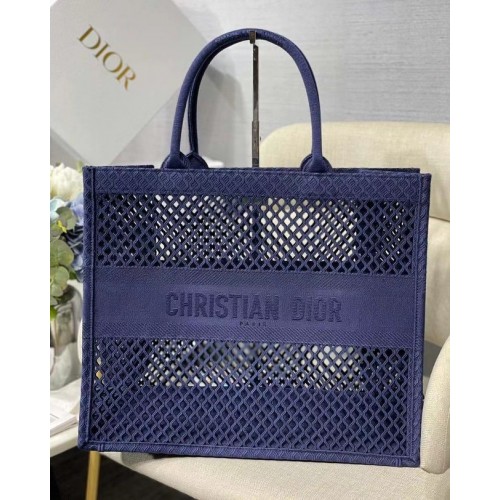 BORSA A LIBRO DIOR Ricamo a rete blu M1286ZW