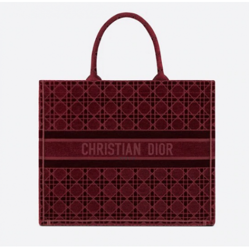 BORSA A LIBRO DIOR Velluto ricamato Cannage bordeaux M1286Z