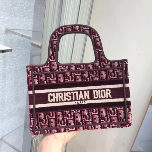 DIOR BOOK TOTE Borgogna Dior Oblique Velluto ricamato M1286Z