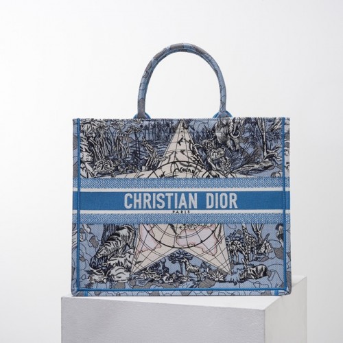 BORSA DIOR BOOK Ricamo C1286-24 blu