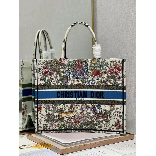 BORSA DIOR BOOK Ricamo C1286-30 bianco