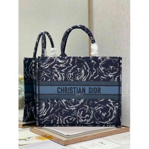 BORSA DIOR BOOK Ricamo C1286-32 blu
