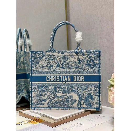 BORSA DIOR BOOK Ricamo C1286-6 blu