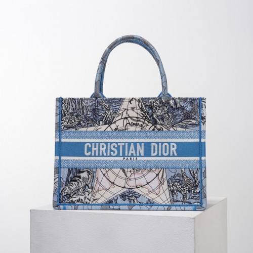 BORSA DIOR BOOK Ricamo C1287-23 blu