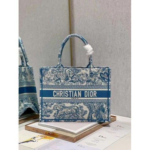 BORSA DIOR BOOK Ricamo C1287-6 blu