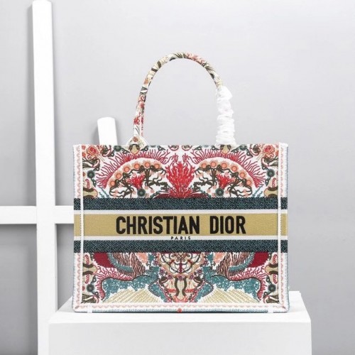 DIOR BOOK TOTE Latte Multicolor Ricamo Dior Zodiac M1287Z-1