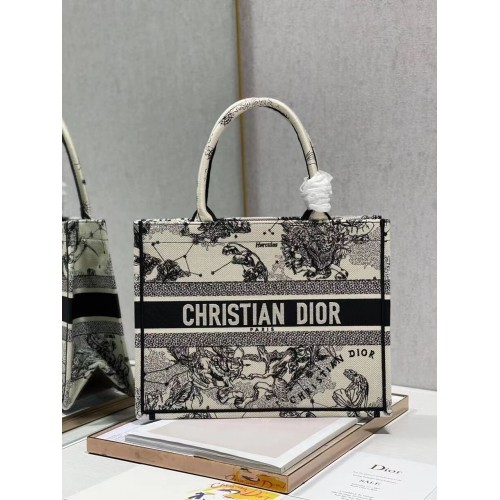 DIOR BOOK TOTE Latte Multicolore Dior Zodiac Embroidery M1296ZR