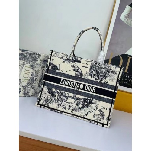 DIOR BOOK TOTE Latte Multicolore Dior Zodiac Ricamo M1297ZR