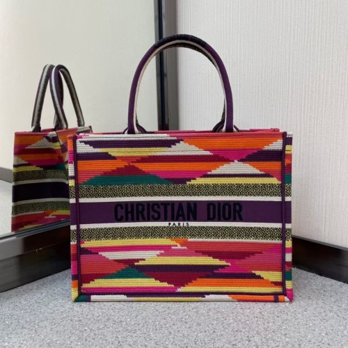 BORSA DIOR BOOK TOTE Multicolor D-Stripes Ricamo M1287Z