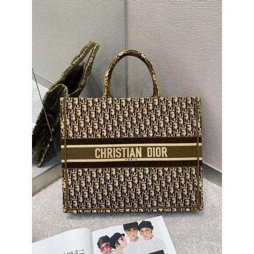 DIOR BOOK TOTE Velluto ricamato obliquo M1297ZW Marrone