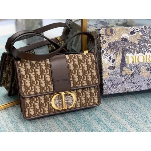 DIOR BOOK TOTE SMALL Oblique Ricamato M1296ZW Marrone