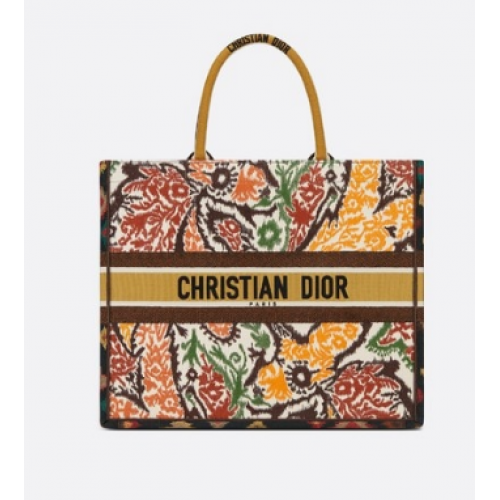 DIOR BOOK TOTE Ricamo Dior Paisley multicolore giallo M1286Z