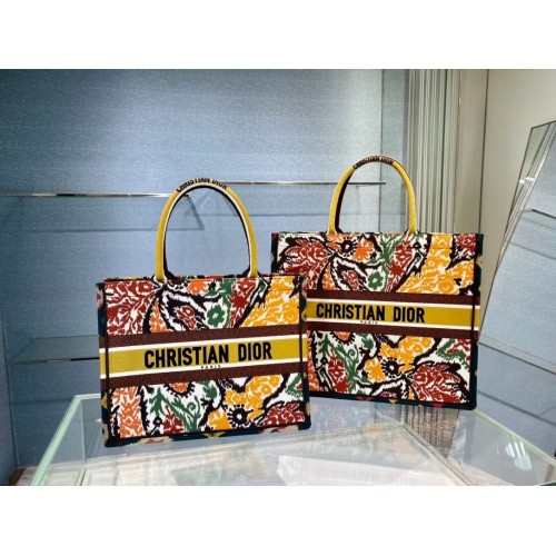 DIOR BOOK TOTE Ricamo Dior Paisley multicolore giallo M1287Z
