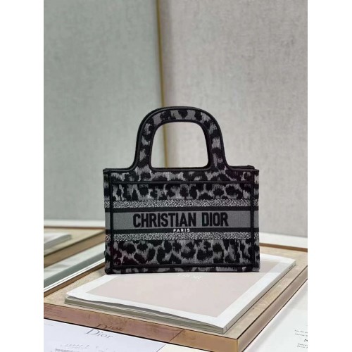 BORSA DIOR BOOK mini Ricamo C1783-1 Stampa leopardata nera