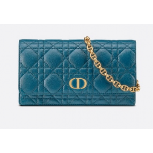 MARSUPIO DIOR CARO CON CATENA Morbida pelle di vitello Cannage S5091UW BLU