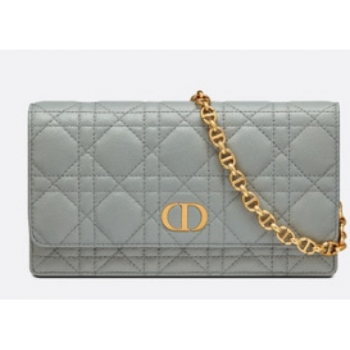 MARSUPIO DIOR CARO CON CATENA Morbida pelle di vitello Cannage S5091UW GRIGIO