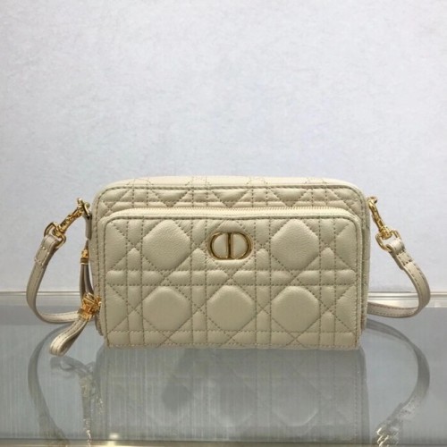 DIOR CARO DOUBLE POUCH Pelle di vitello Cannage morbida S5037U Beige