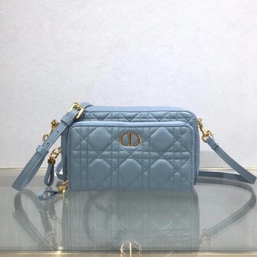 DIOR CARO DOUBLE POUCH Pelle di vitello morbida Cannage S5037U azzurro