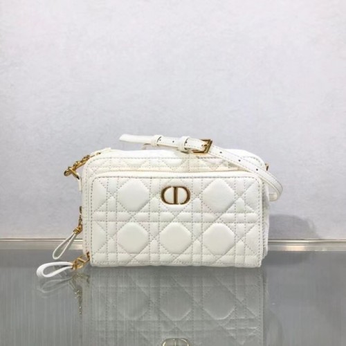 DIOR CARO DOUBLE POUCH Pelle di vitello morbida Cannage S5037U bianca