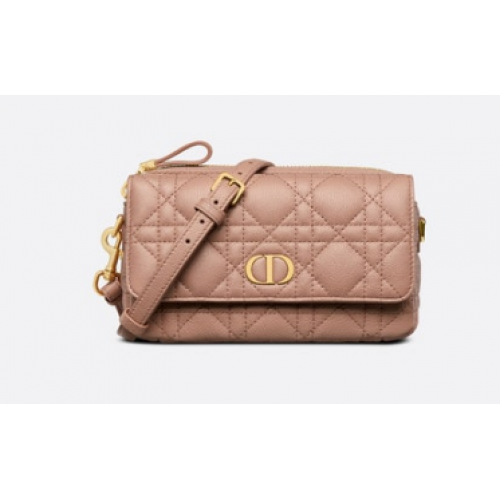 DIOR CARO POUCH CON CATENA Morbida pelle di vitello Cannage S5125UWH Blush