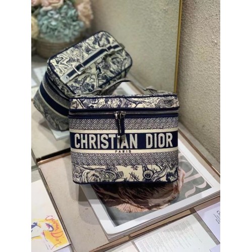 DIOR DIORTRAVEL VANITY CASE Ricamo Dior Oblique blu S5480VR