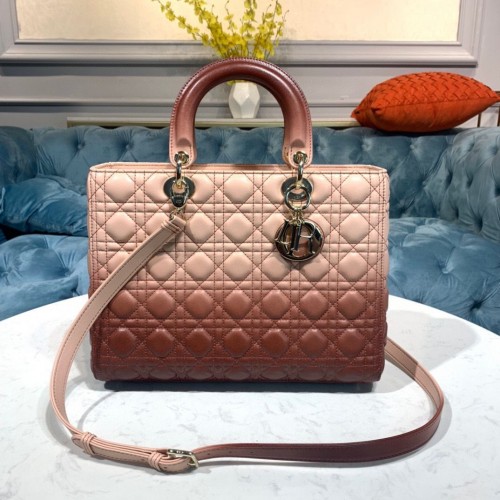 DIOR LADY BAG Pelle di agnello Cannage sfumata marrone M0567 Marrone