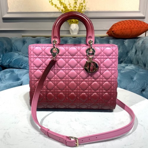 DIOR LADY BAG Pelle di agnello Cannage sfumata rosa M0567 Rosa