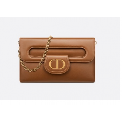 BORSA DIORDOUBLE DIOR MEDIUM Pelle di vitello sfumata M8641U Liscia color cognac