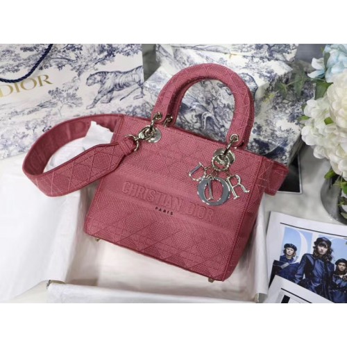 BORSA DIOR MEDIUM LADY D-LITE Ricamo Mallow Rose Cannage M0565OREY