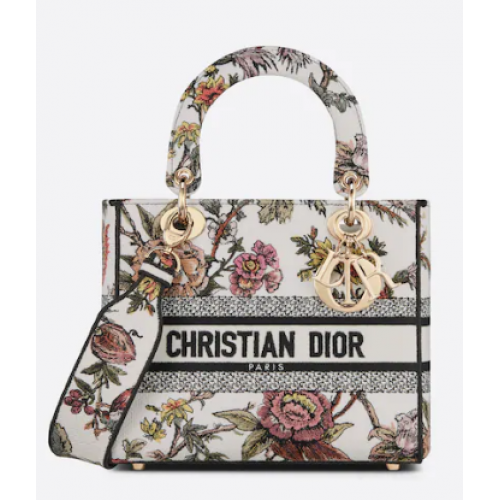 BORSA DIOR MEDIUM LADY D-LITE Ricamo Dior Jardin Botanique multicolore M0565