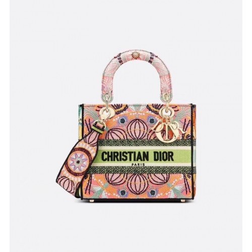 BORSA DIOR MEDIUM LADY D-LITE Cravatta multicolore Ricamo Dior M0565OJb