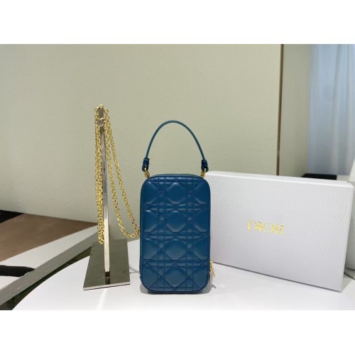 BORSA DIOR MINI BOBBY Pelle di agnello Cannage sfumata C0955 blu