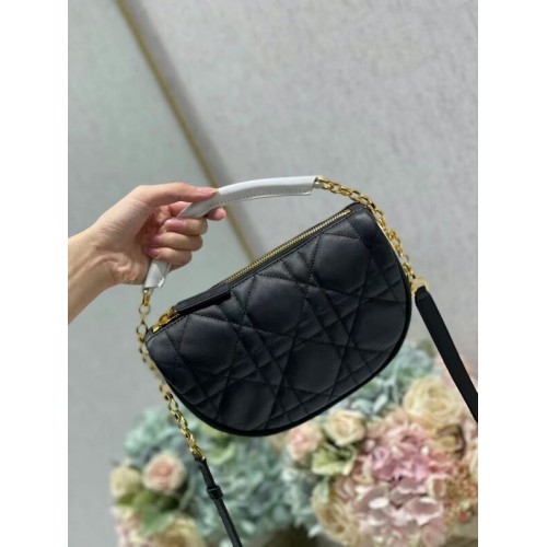 Borsa a tracolla DIOR Cannage in pelle di agnello C0617 nera