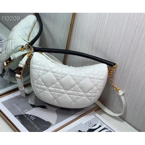 Borsa a tracolla DIOR Cannage in pelle di agnello C0616 bianca