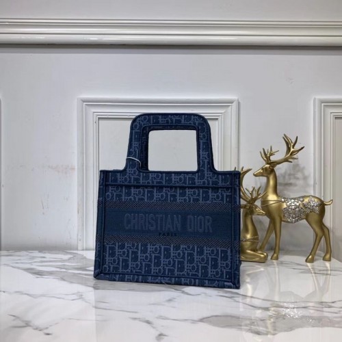 BORSA TOTE DIOR IN TELA RICAMATA C0195 Blu
