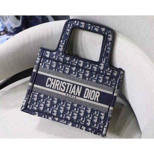 BORSA TOTE DIOR IN TELA RICAMATA C1288 blu