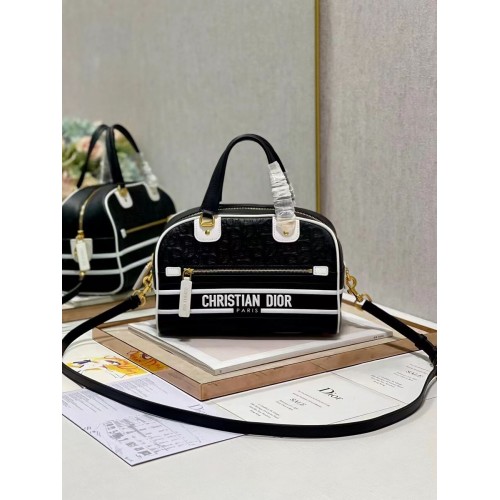 Borsa tote DIOR media in pelle goffrata A9200 nera