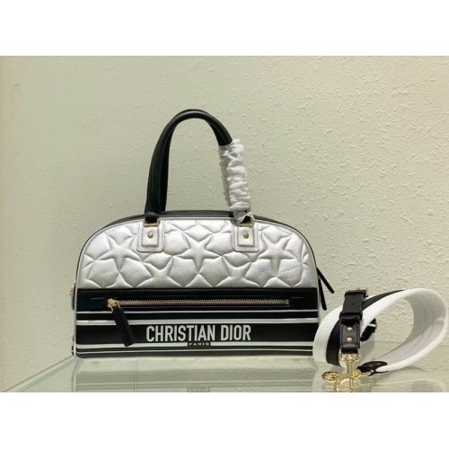Borsa tote DIOR media in pelle C9189 argento