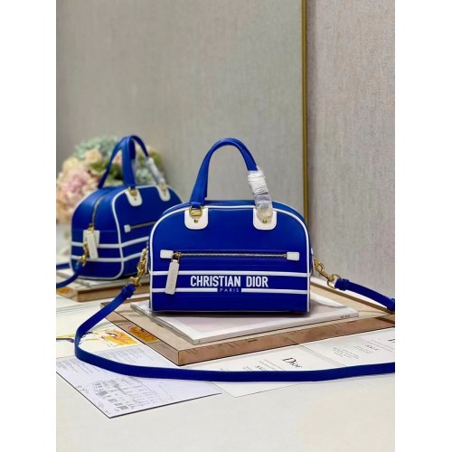 Borsa tote DIOR media in pelle C9200 blu