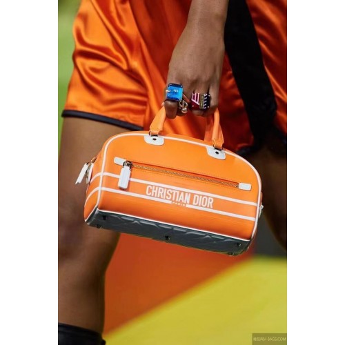 Borsa tote DIOR piccola in pelle goffrata C9201 arancione