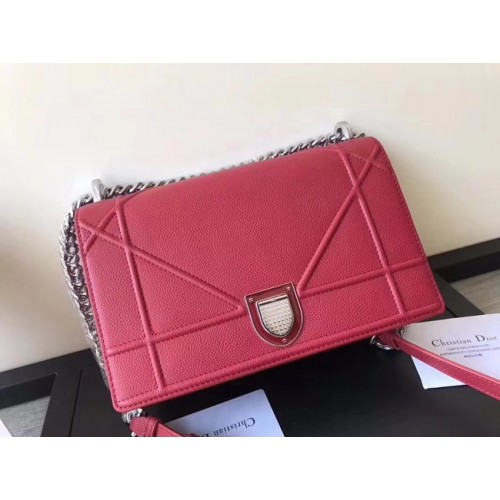 BORSA CON PATTA DIORAMA IN VITELLO GRANATO ROSSO CON GRANDE DISEGNO CANNAGE M0422