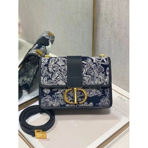 Dior 30 MONTAIGNE BORSA Oblique Jacquard C9263-2 blu scuro
